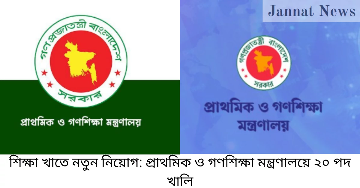 শিক্ষা খাতে নতুন নিয়োগ: প্রাথমিক ও গণশিক্ষা মন্ত্রণালয়ে ২০ পদ খালি